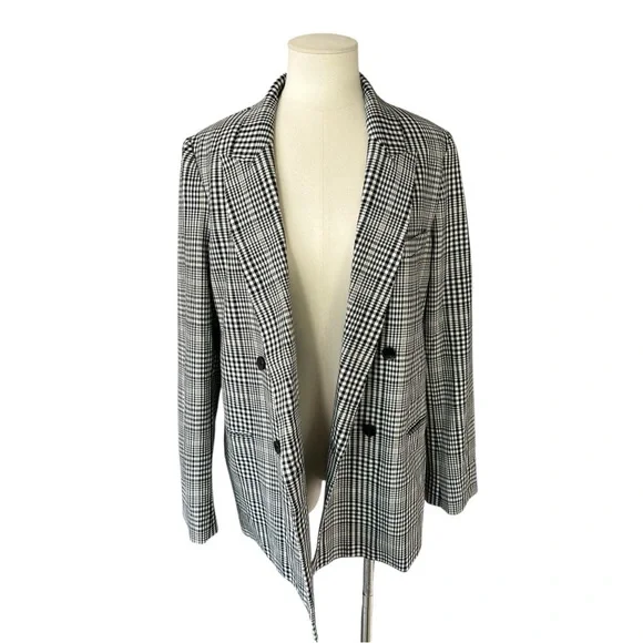 M.M Lafleur The O'Hara Boyfriend Blazer Plaid Sharkskin 12 - Picture 5 of 7